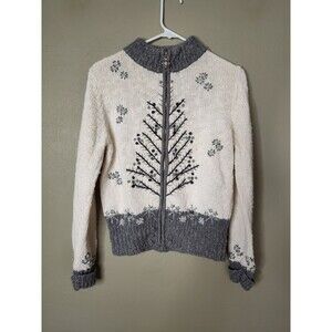 North Crest women's full zip mock collar sweater size small Grandma Chic Winter